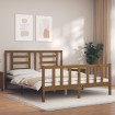 Estructura de cama matrimonio con cabecero madera marrón miel