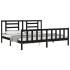 Estructura de cama con cabecero madera maciza negro 200x200