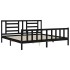 Estructura de cama con cabecero madera maciza negro 200x200