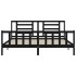 Estructura de cama con cabecero madera maciza negro 200x200