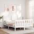 Estructura de cama con cabecero madera maciza blanco 140x200