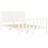 Estructura de cama con cabecero madera maciza blanco 140x200