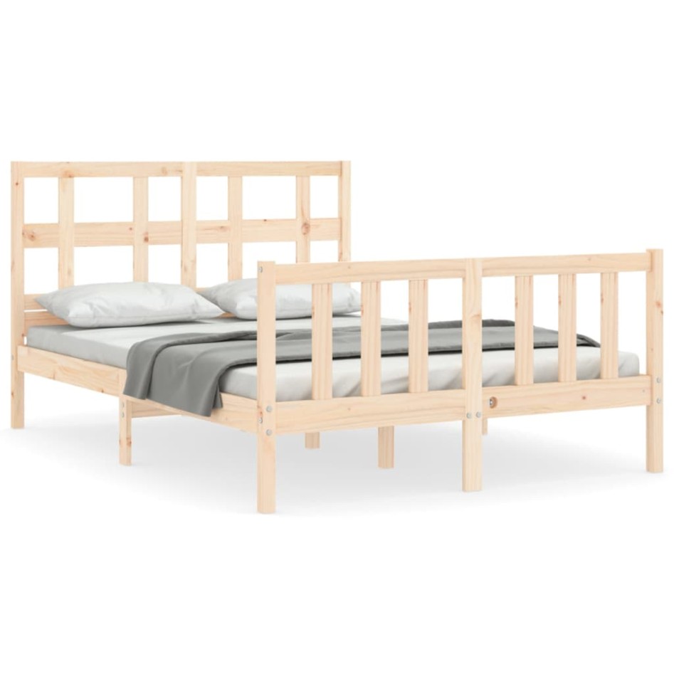 Estructura de cama con cabecero madera maciza 120x200
