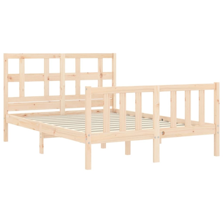 Estructura de cama con cabecero madera maciza 120x200