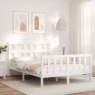 Estructura de cama con cabecero madera maciza blanco 140x200 cm