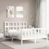 Estructura de cama con cabecero madera maciza blanco 140x200