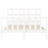 Estructura de cama con cabecero madera maciza blanco 140x200