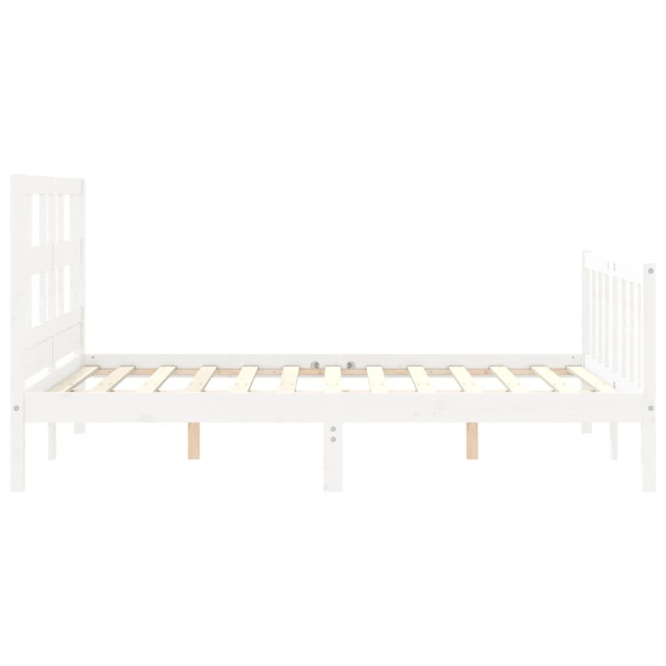 Estructura de cama con cabecero madera maciza blanco 140x200