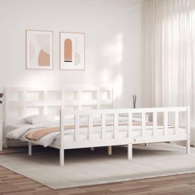 Estructura cama de matrimonio con cabecero madera maciza