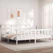 Estructura cama de matrimonio con cabecero madera maciza blanco
