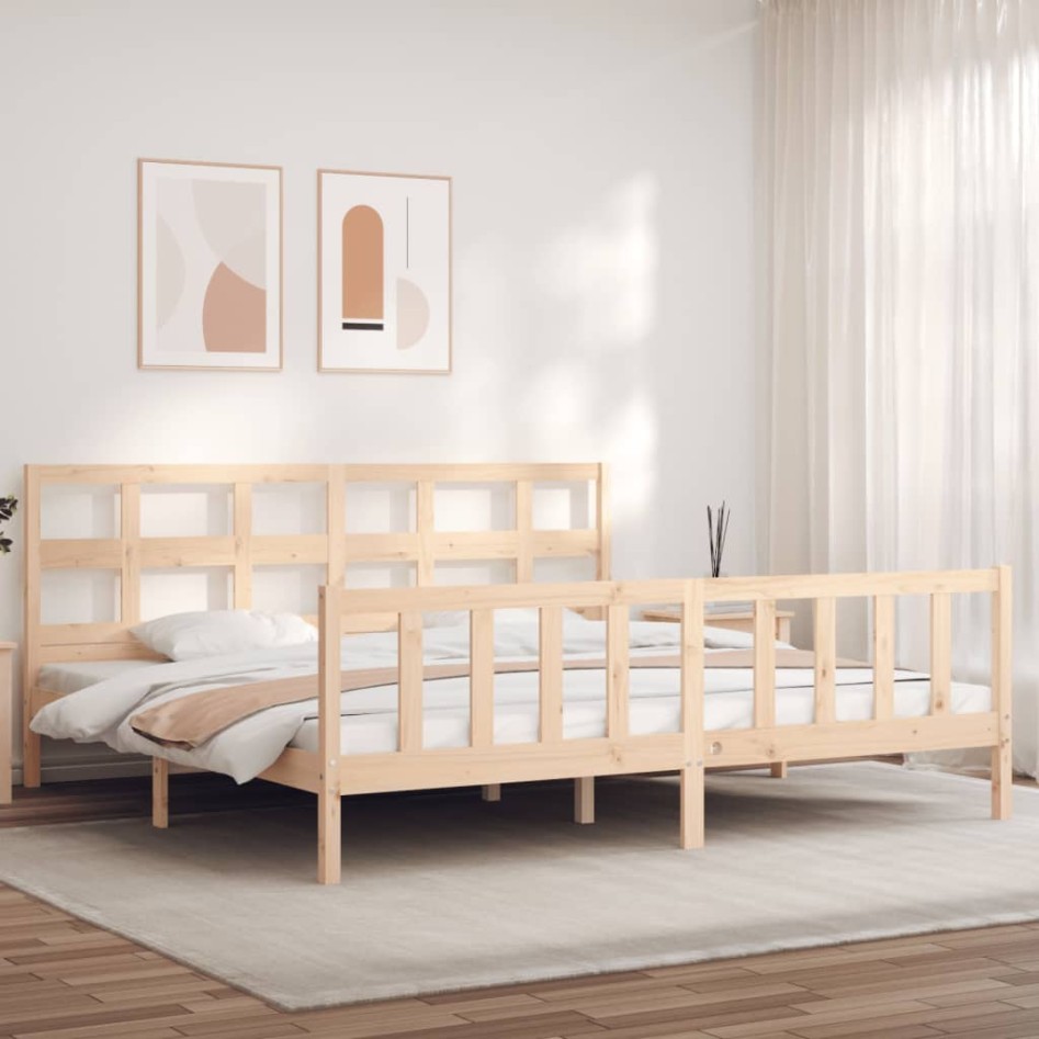 Estructura de cama con cabecero madera maciza 200x200