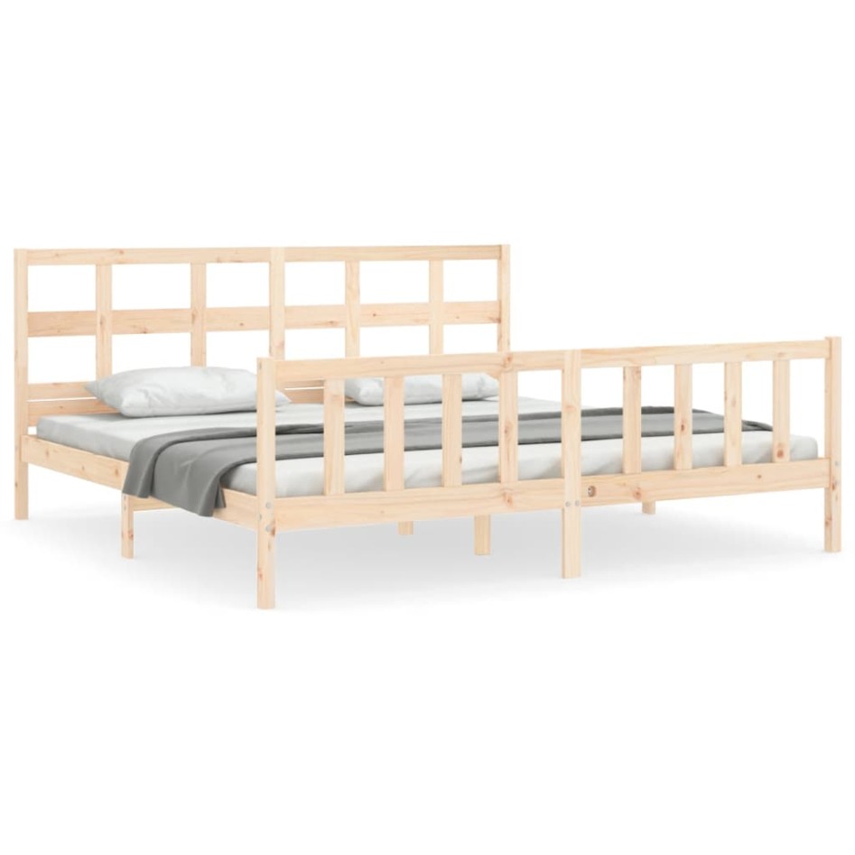 Estructura de cama con cabecero madera maciza 200x200