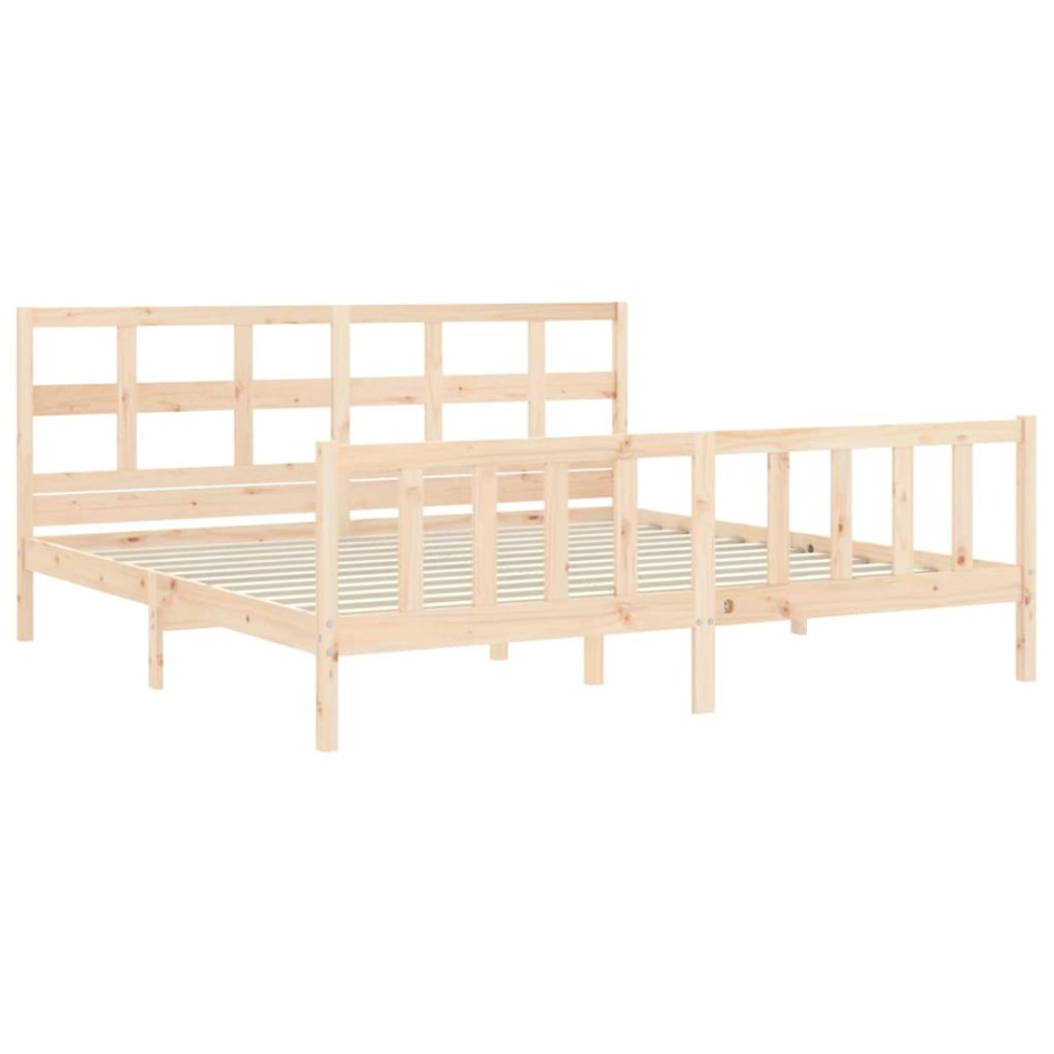Estructura de cama con cabecero madera maciza 200x200