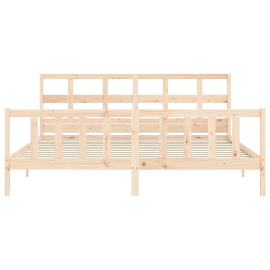 Estructura de cama con cabecero madera maciza 200x200