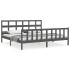 Estructura de cama con cabecero madera maciza gris 200x200