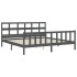 Estructura de cama con cabecero madera maciza gris 200x200