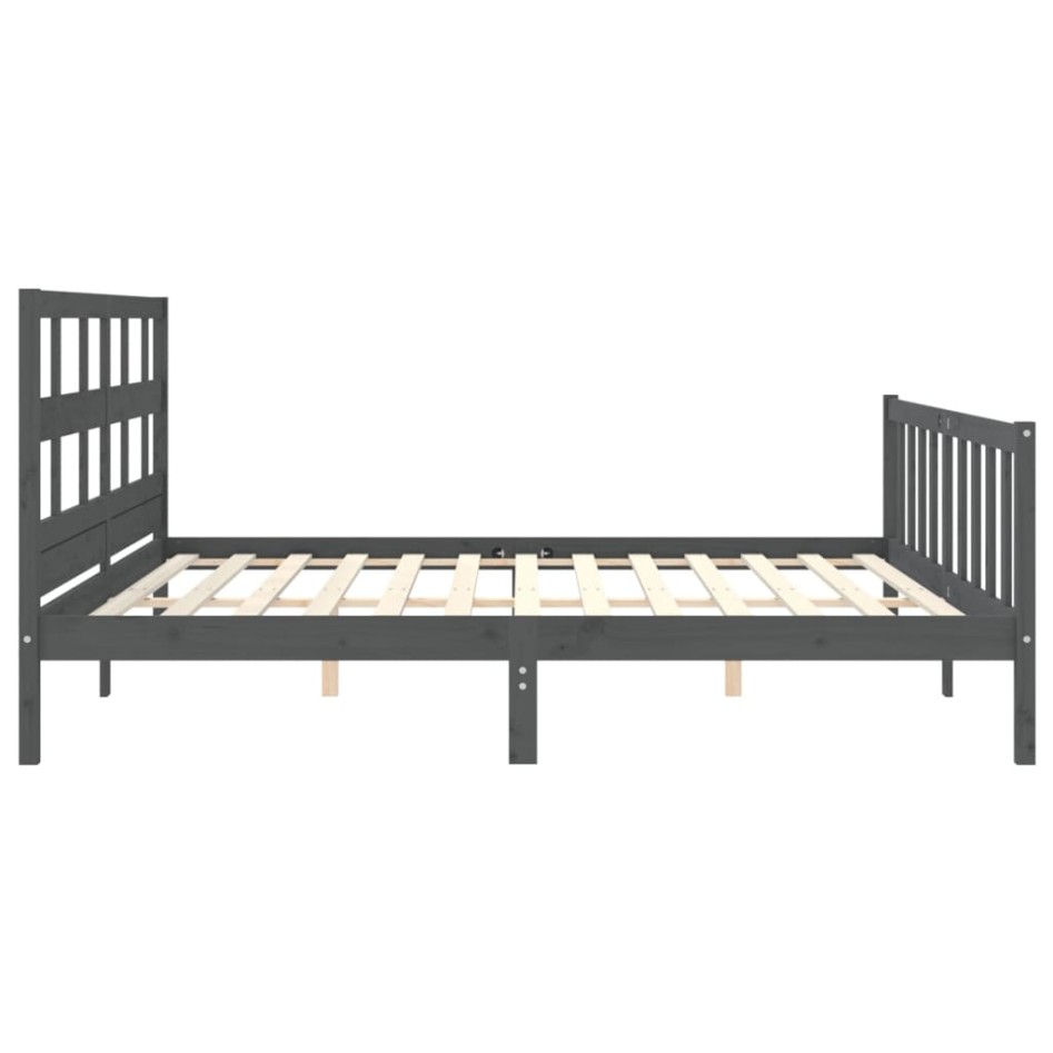 Estructura de cama con cabecero madera maciza gris 200x200