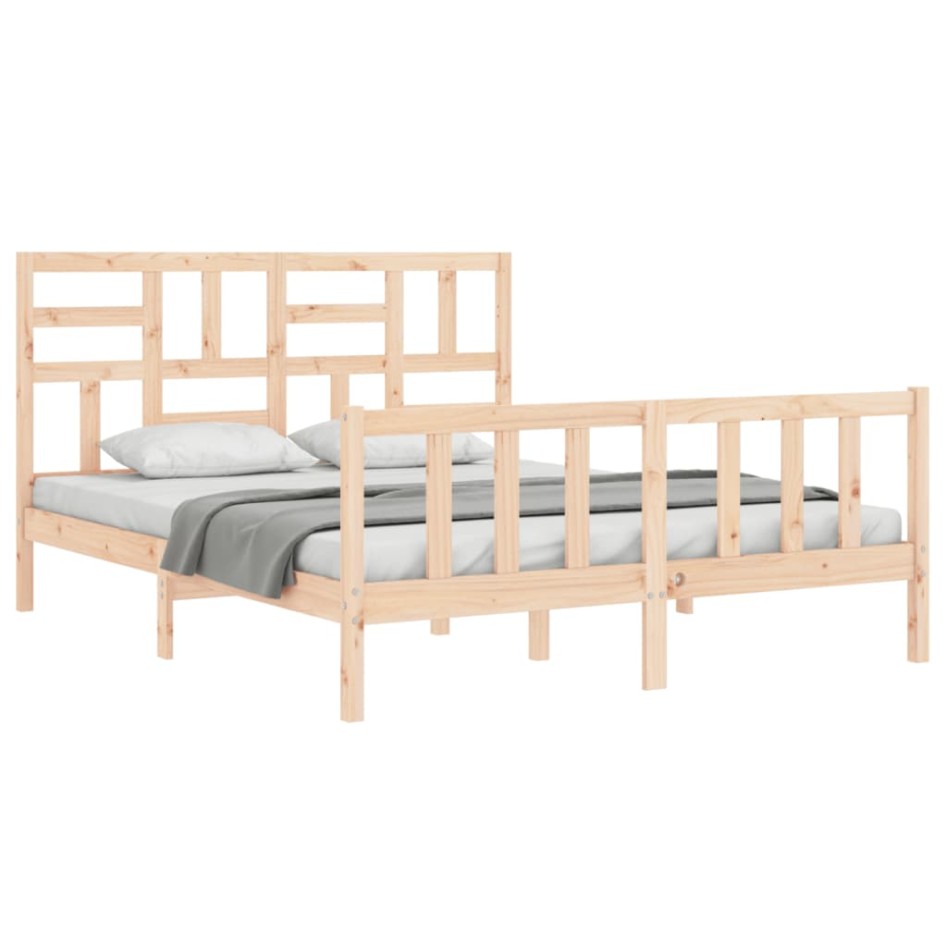 Estructura de cama con cabecero madera maciza 160x200