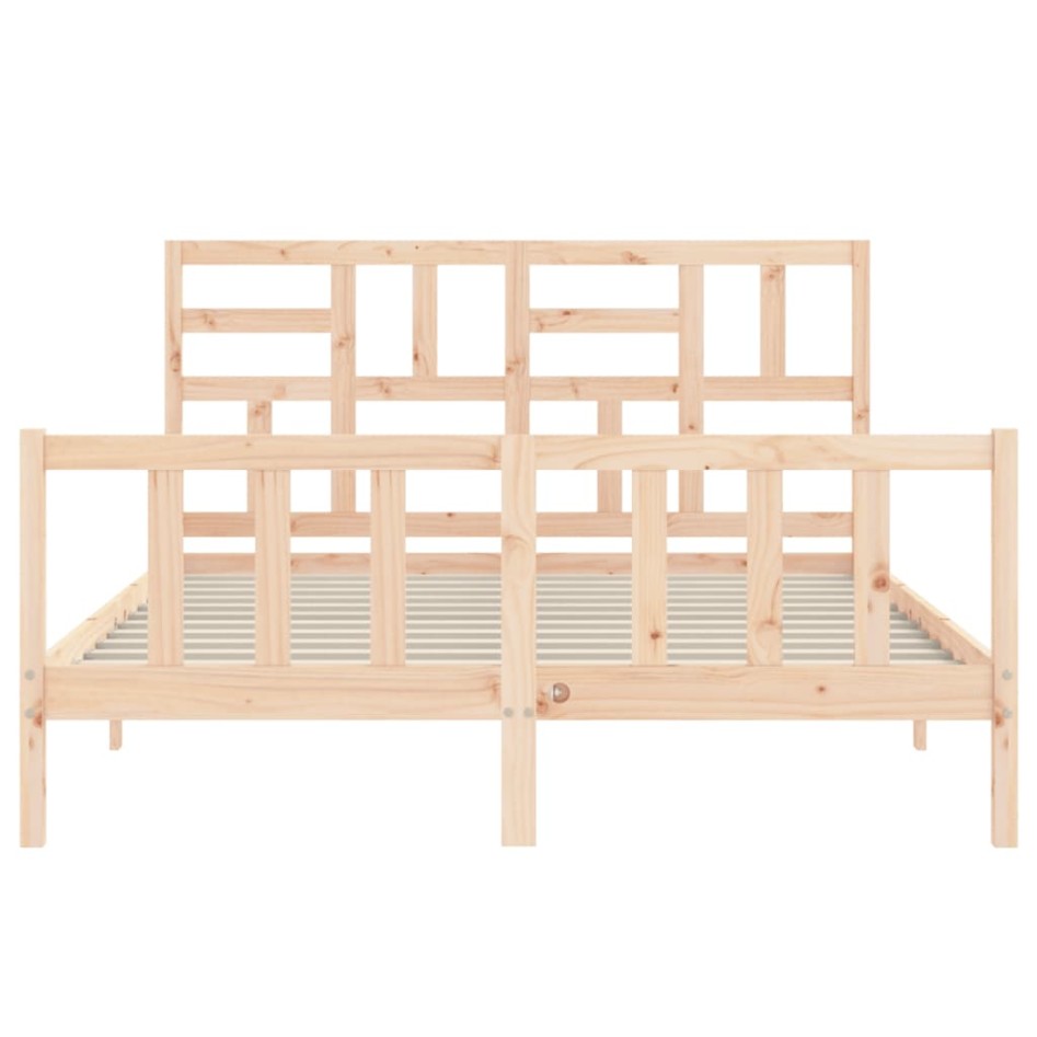 Estructura de cama con cabecero madera maciza 160x200