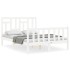 Estructura de cama con cabecero madera maciza blanco 140x190