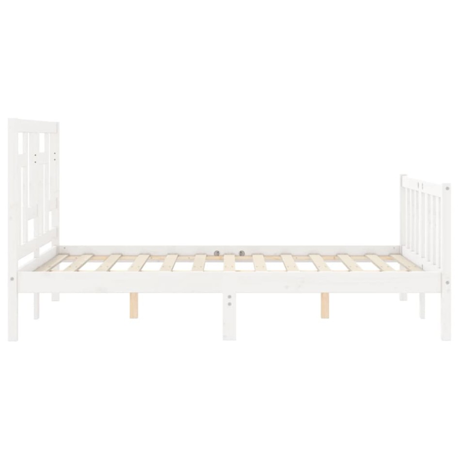 Estructura de cama con cabecero madera maciza blanco 140x190
