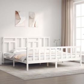 Estructura cama de matrimonio con cabecero madera maciza
