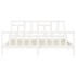 Estructura de cama con cabecero madera maciza blanco 200x200