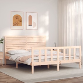 Estructura de cama de matrimonio con cabecero madera