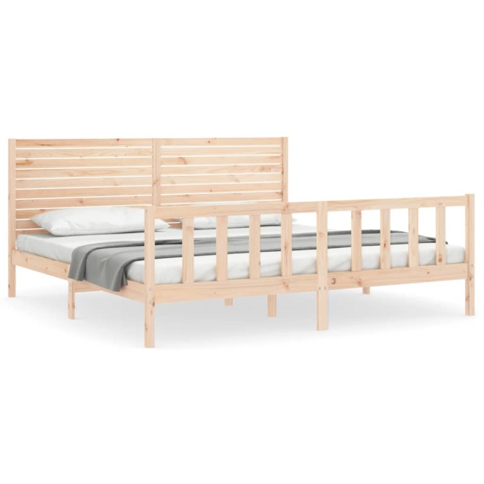 Estructura de cama con cabecero madera maciza 200x200