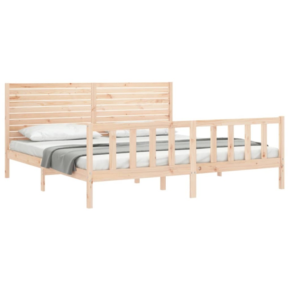 Estructura de cama con cabecero madera maciza 200x200