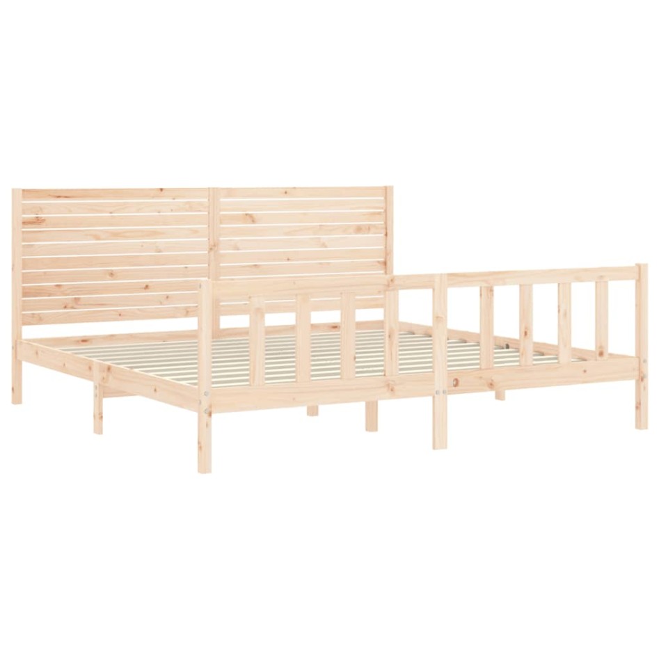 Estructura de cama con cabecero madera maciza 200x200