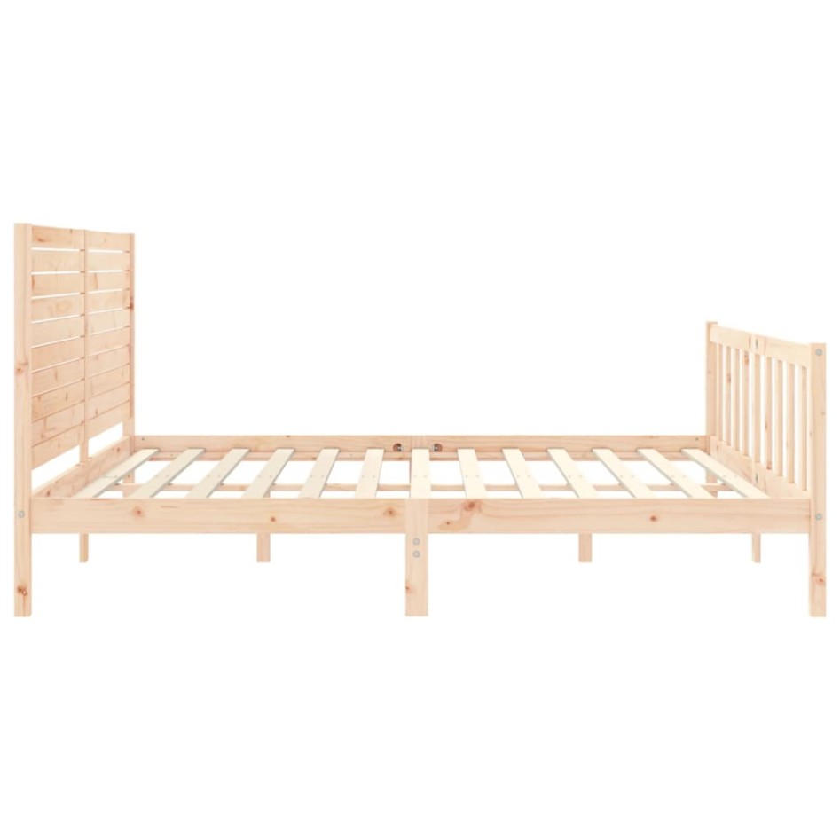 Estructura de cama con cabecero madera maciza 200x200