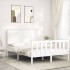 Estructura de cama con cabecero madera maciza blanco 140x190