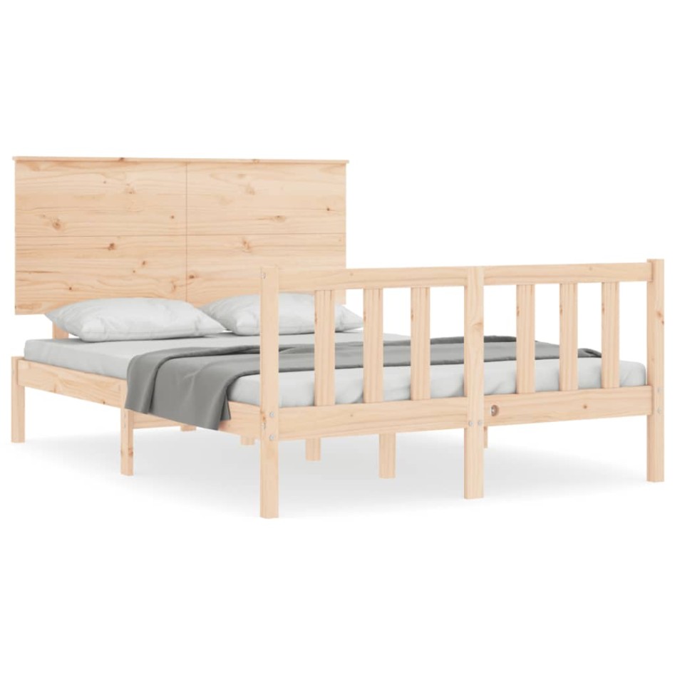Estructura de cama con cabecero madera maciza 120x200