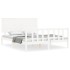 Estructura de cama con cabecero madera maciza blanco 160x200