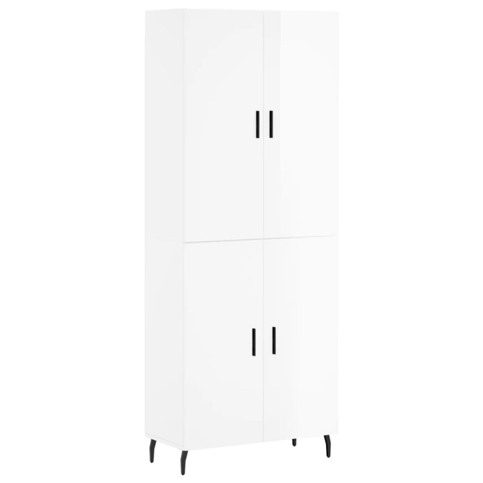 Aparador alto madera contrachapada blanco brillo 69,5x34x180