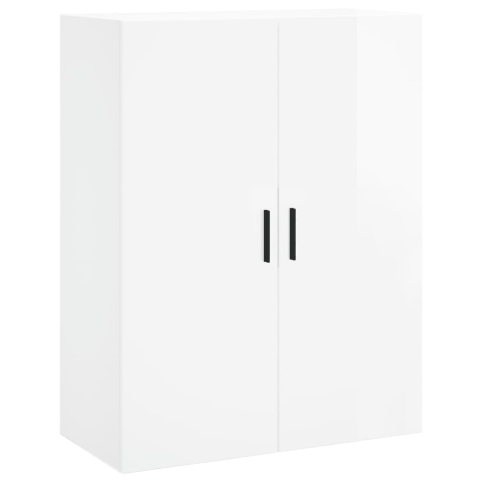 Aparador alto madera contrachapada blanco brillo 69,5x34x180