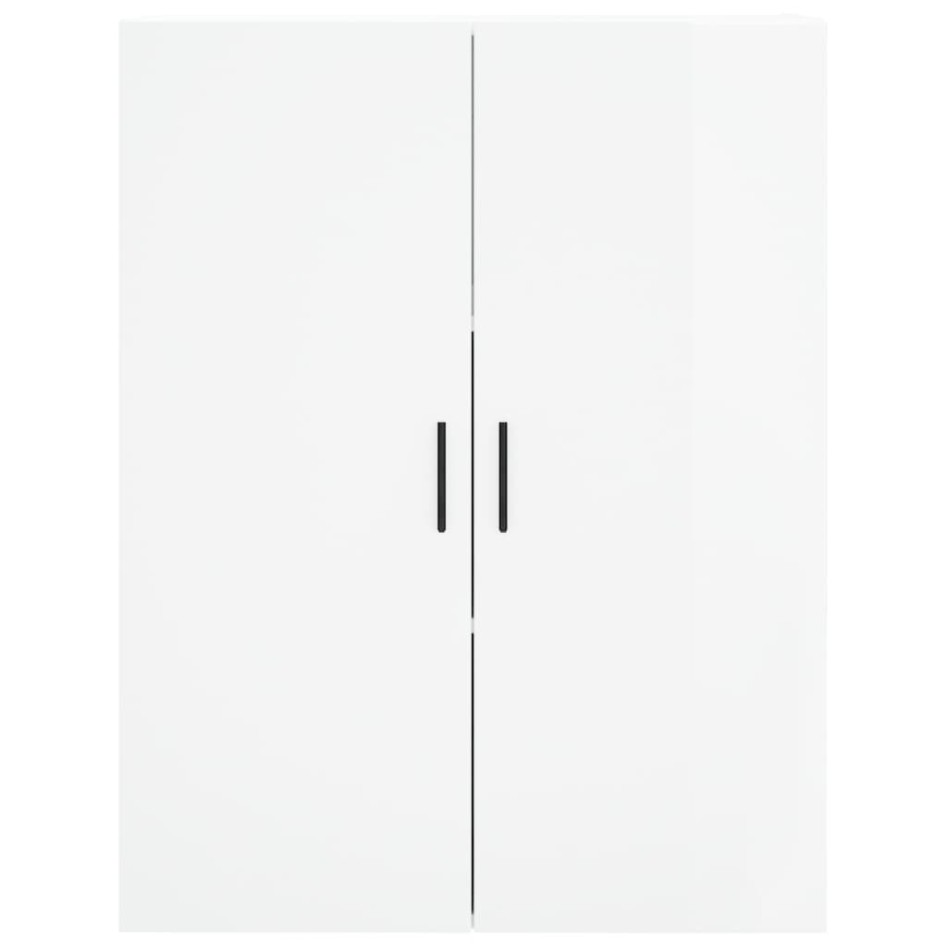 Aparador alto madera contrachapada blanco brillo 69,5x34x180