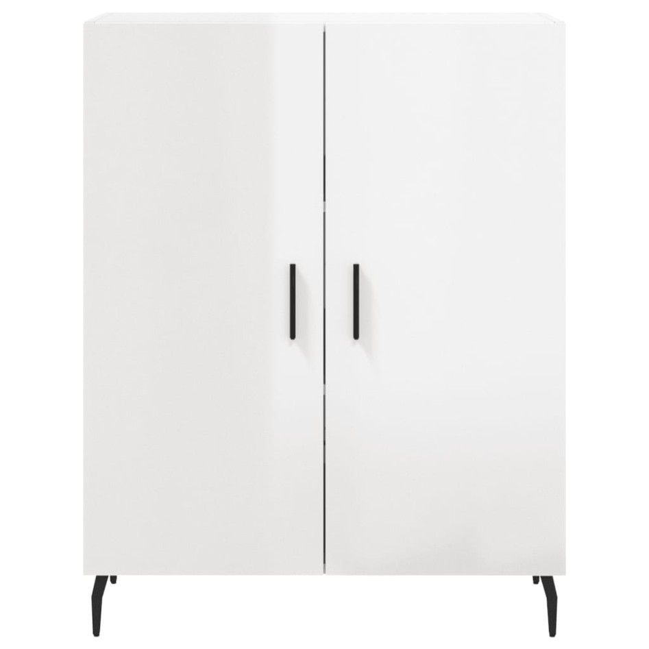 Aparador alto madera contrachapada blanco brillo 69,5x34x180