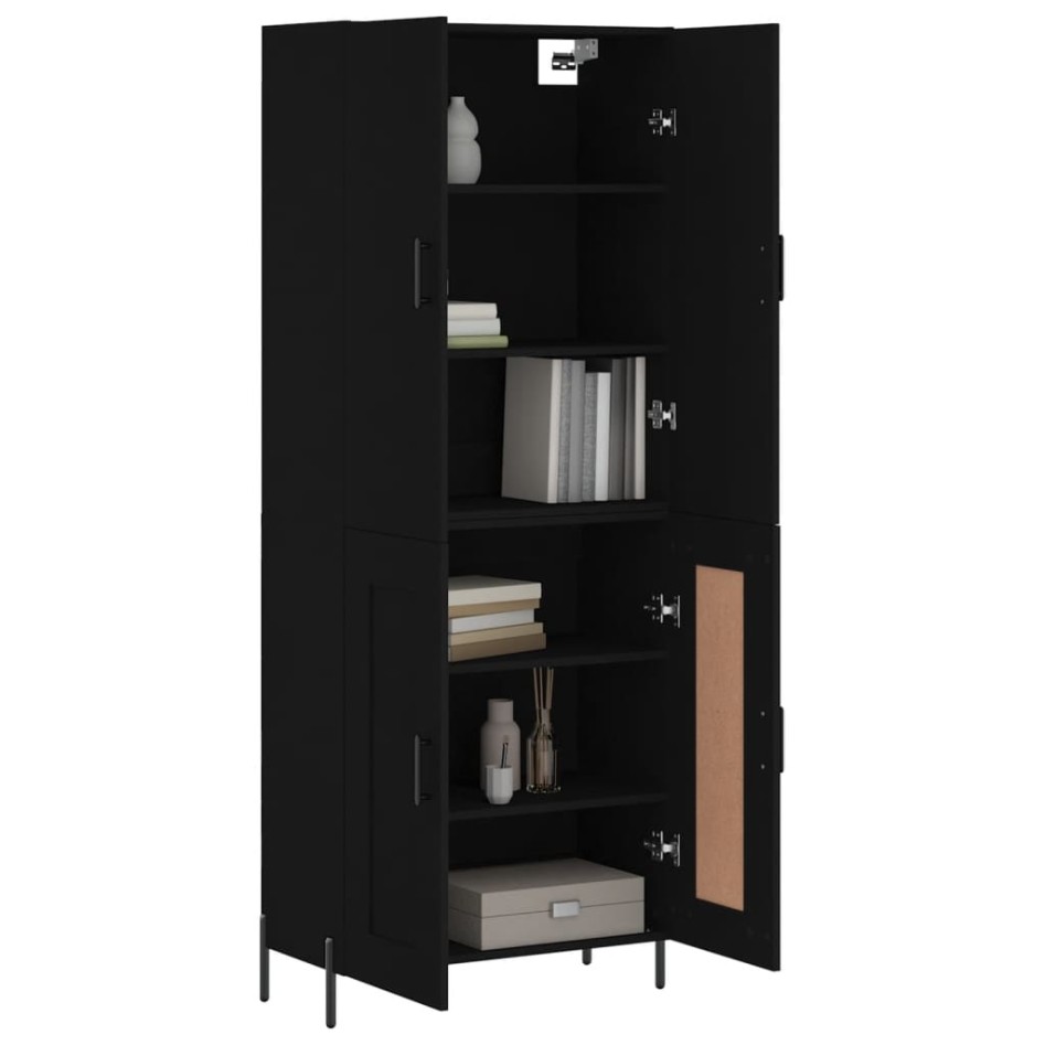 Aparador alto madera contrachapada negro 69,5x34x180