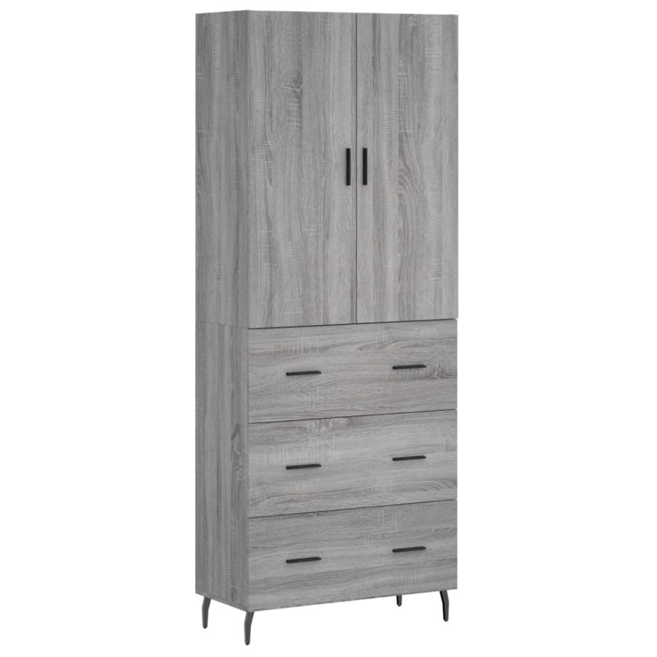 Aparador alto madera contrachapada gris sonoma 69,5x34x180