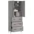 Aparador alto madera contrachapada gris sonoma 69,5x34x180