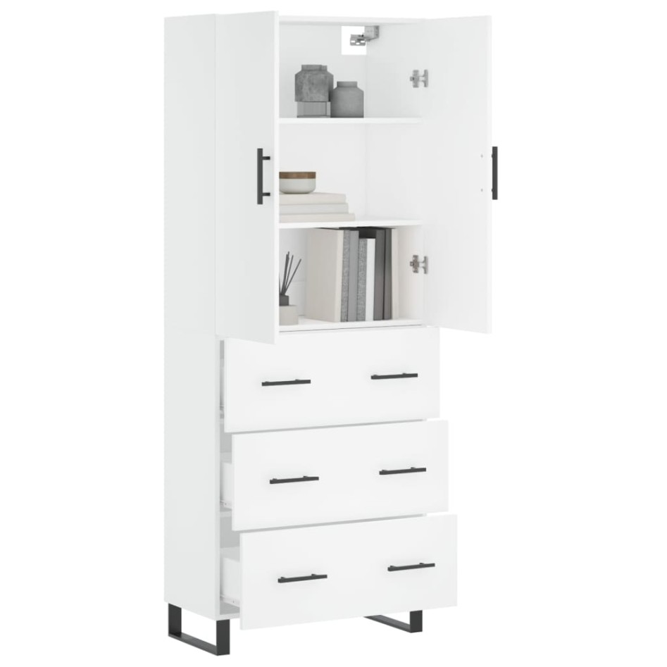 Aparador alto madera contrachapada blanco 69,5x34x180