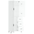 Aparador alto madera contrachapada blanco brillo 69,5x34x180
