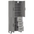 Aparador alto madera contrachapada gris sonoma 69,5x34x180