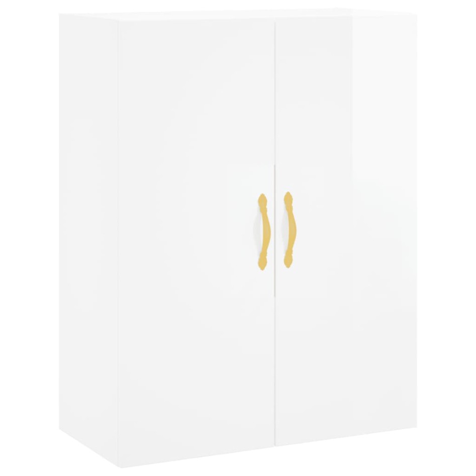Aparador alto madera contrachapada blanco brillo 69,5x34x180