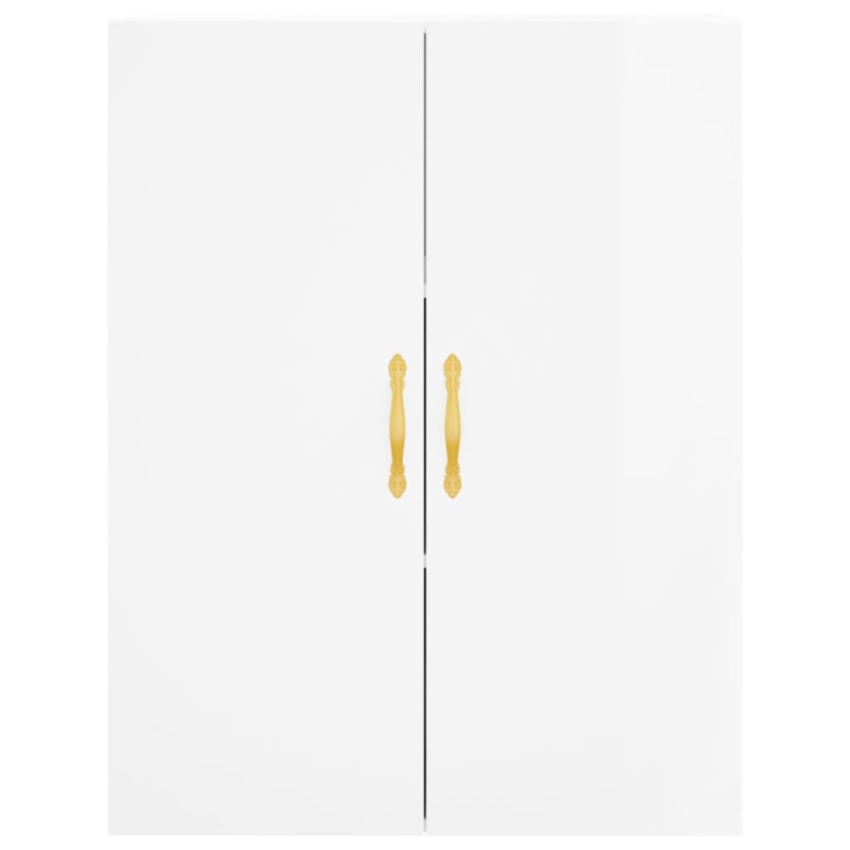Aparador alto madera contrachapada blanco brillo 69,5x34x180