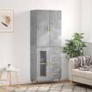 Aparador alto madera contrachapada gris hormigón 69,5x34x180 cm