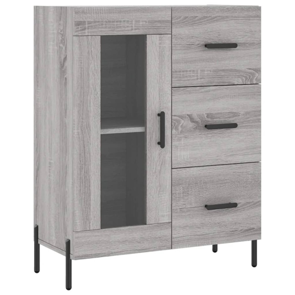 Aparador alto madera contrachapada gris sonoma 69,5x34x180