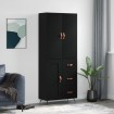 Aparador alto madera contrachapada negro 69,5x34x180 cm